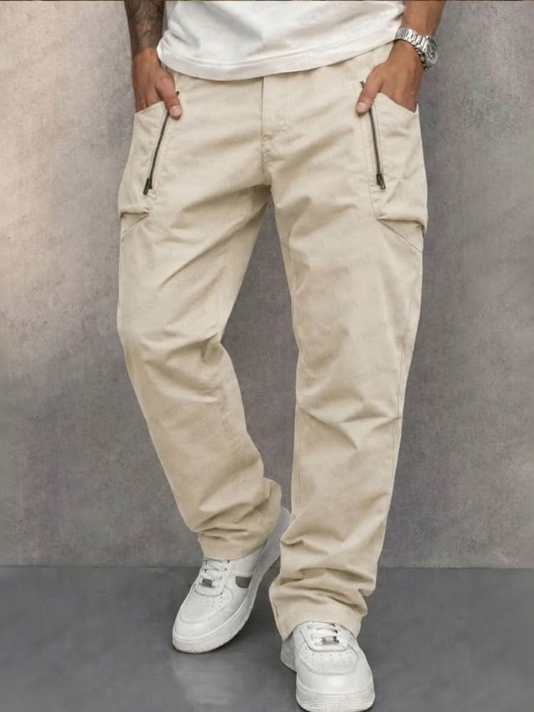 Pantalones cargo para hombre con bolsillos de cremallera-Pants for Men-Casaluzia