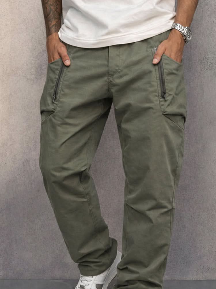 Pantalones cargo para hombre con bolsillos de cremallera-Pants for Men-Casaluzia