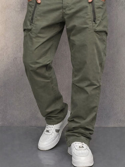 Pantalones cargo para hombre con bolsillos de cremallera-Pants for Men-Casaluzia