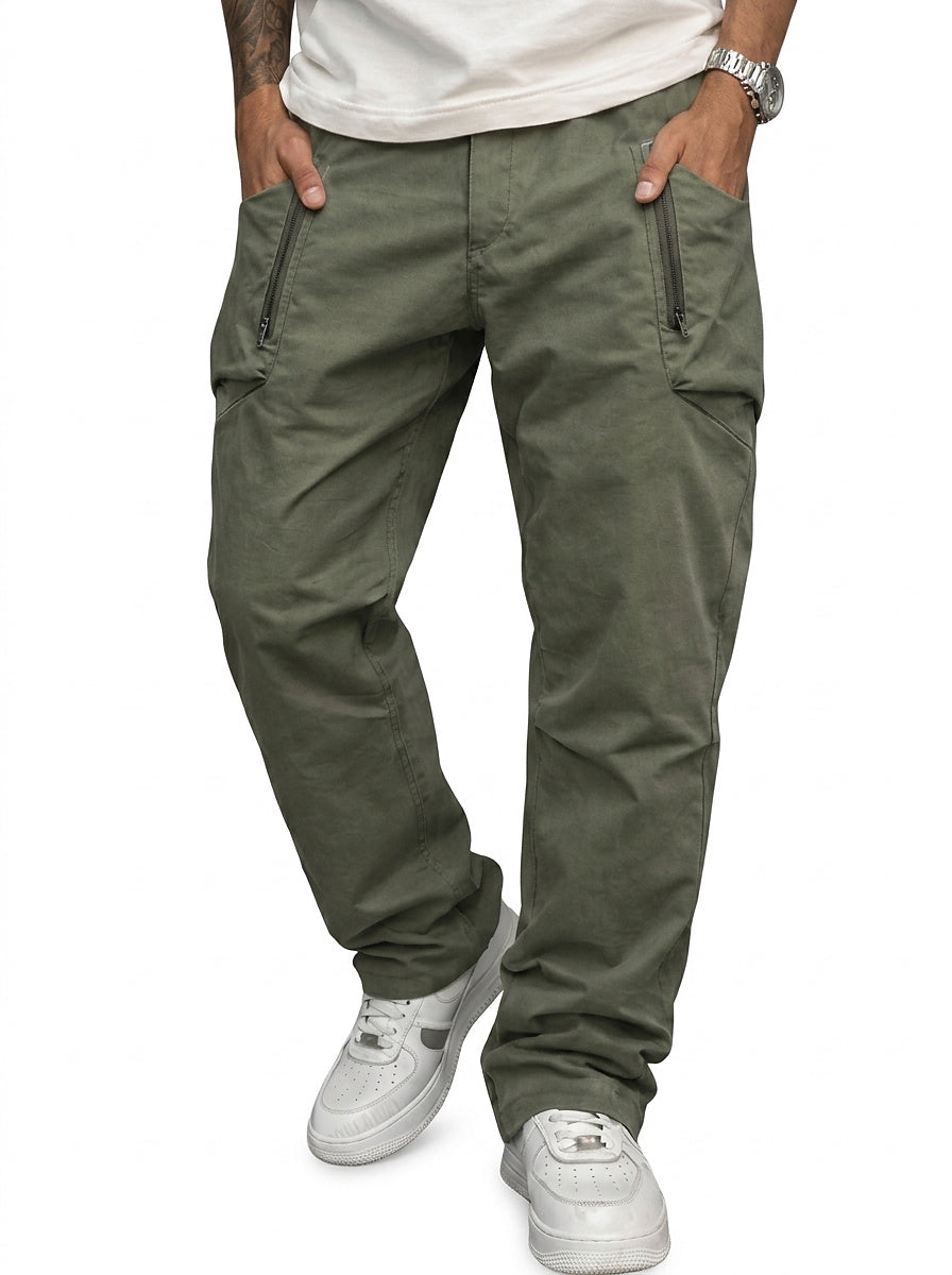 Pantalones cargo para hombre con bolsillos de cremallera-Pants for Men-Casaluzia