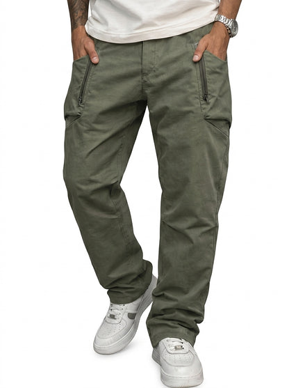 Pantalones cargo para hombre con bolsillos de cremallera-Pants for Men-Casaluzia