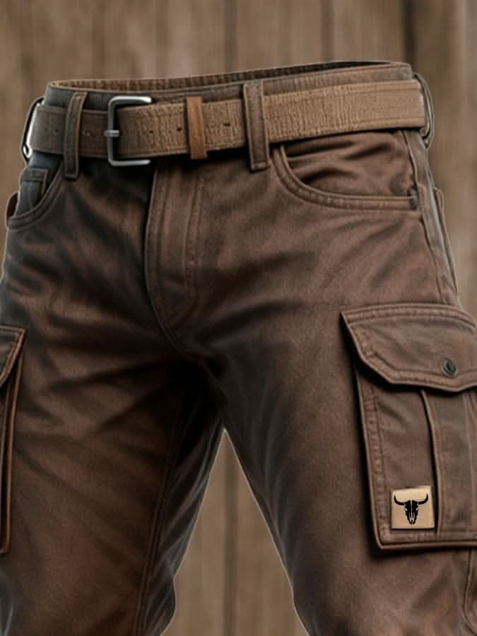 Pantalones cargo utilitarios para hombre con cinturón-Pants for Men-Casaluzia