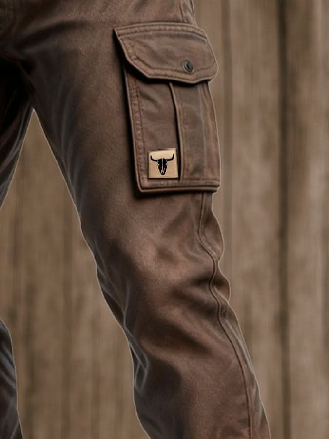 Pantalones cargo utilitarios para hombre con cinturón-Pants for Men-Casaluzia