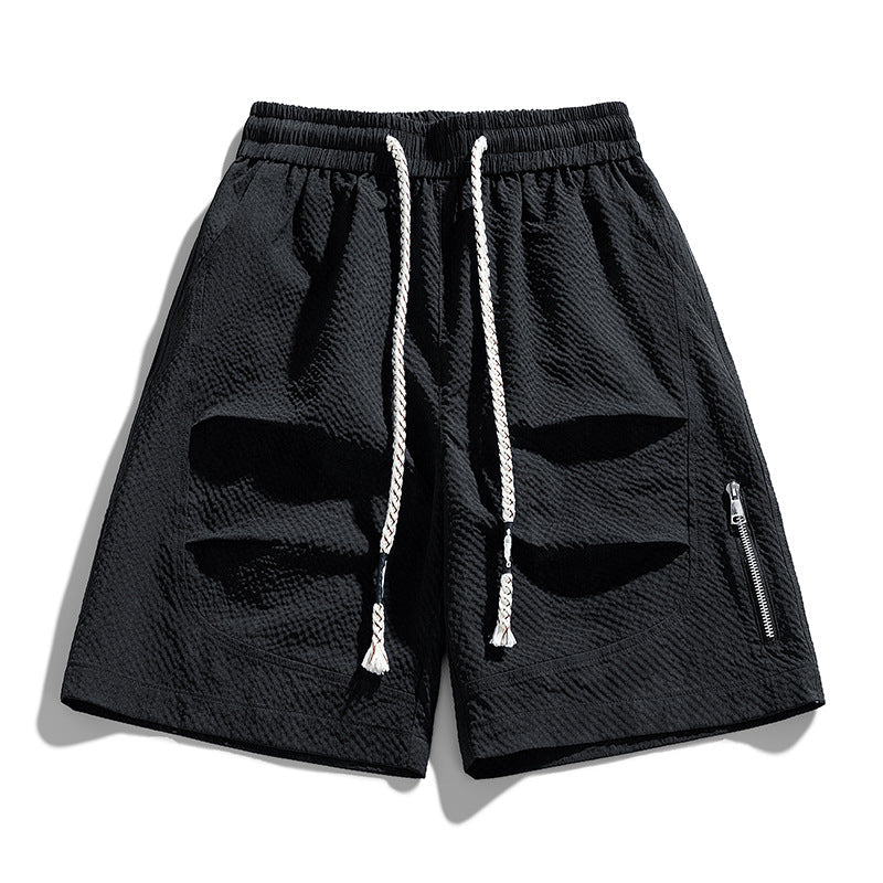 Pantalones cortos con cordón para hombre con bolsillo con cremallera-Shorts for men-Casaluzia