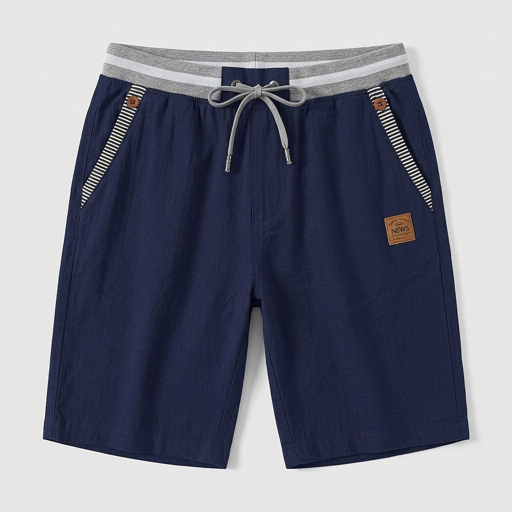 Pantalones cortos con cordón y ribete a rayas para hombre-Shorts for men-Casaluzia