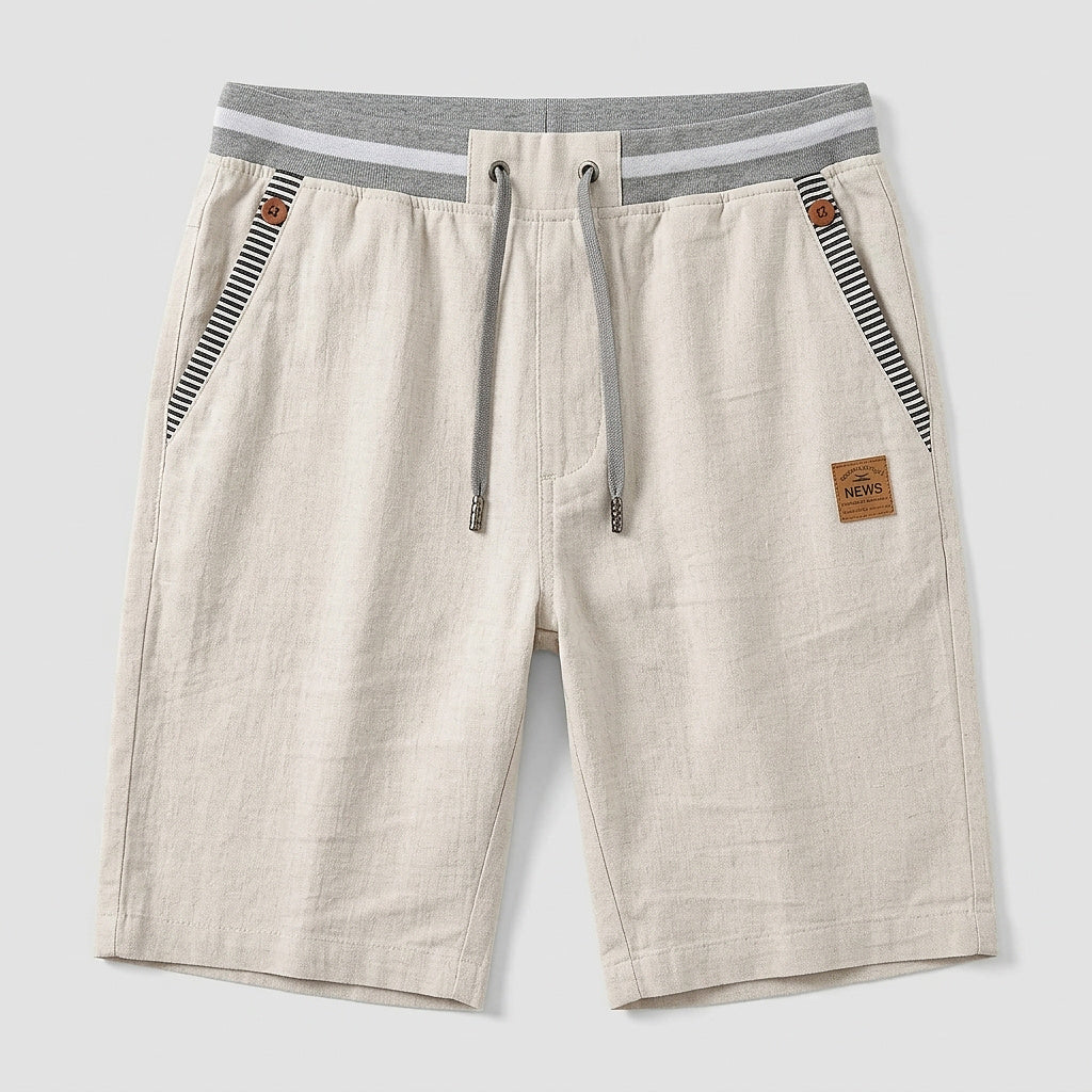 Pantalones cortos con cordón y ribete a rayas para hombre-Shorts for men-Casaluzia
