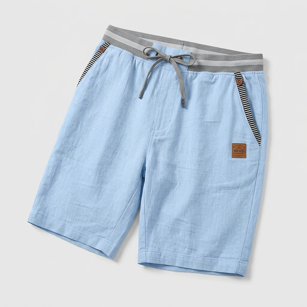 Pantalones cortos con cordón y ribete a rayas para hombre-Shorts for men-Casaluzia