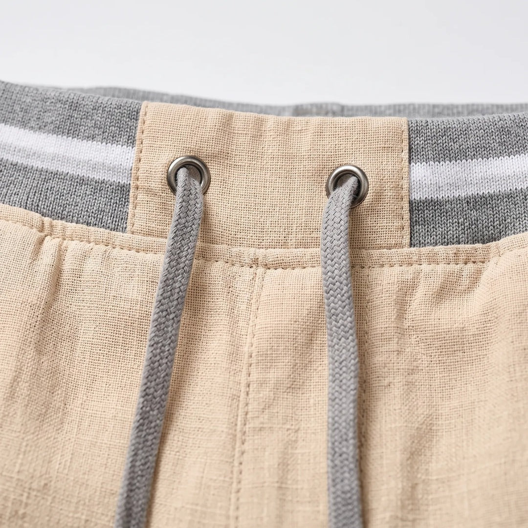 Pantalones cortos con cordón y ribete a rayas para hombre-Shorts for men-Casaluzia