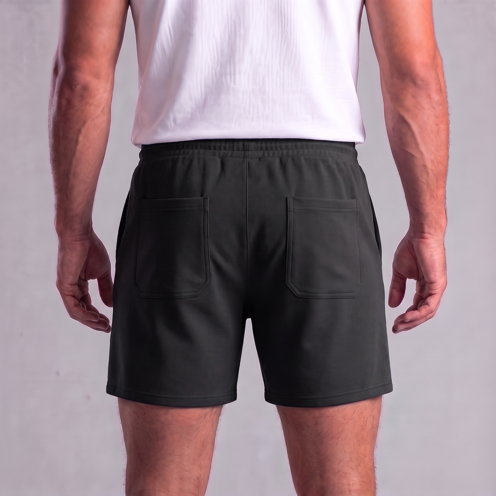 Pantalones cortos de felpa para hombre con cordón y costuras detalladas-Shorts for men-Casaluzia