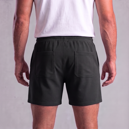 Pantalones cortos de felpa para hombre con cordón y costuras detalladas-Shorts for men-Casaluzia