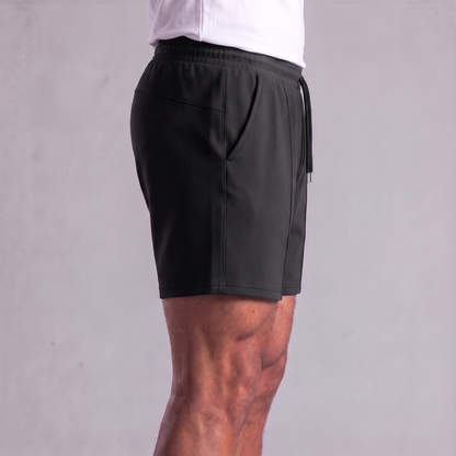 Pantalones cortos de felpa para hombre con cordón y costuras detalladas-Shorts for men-Casaluzia