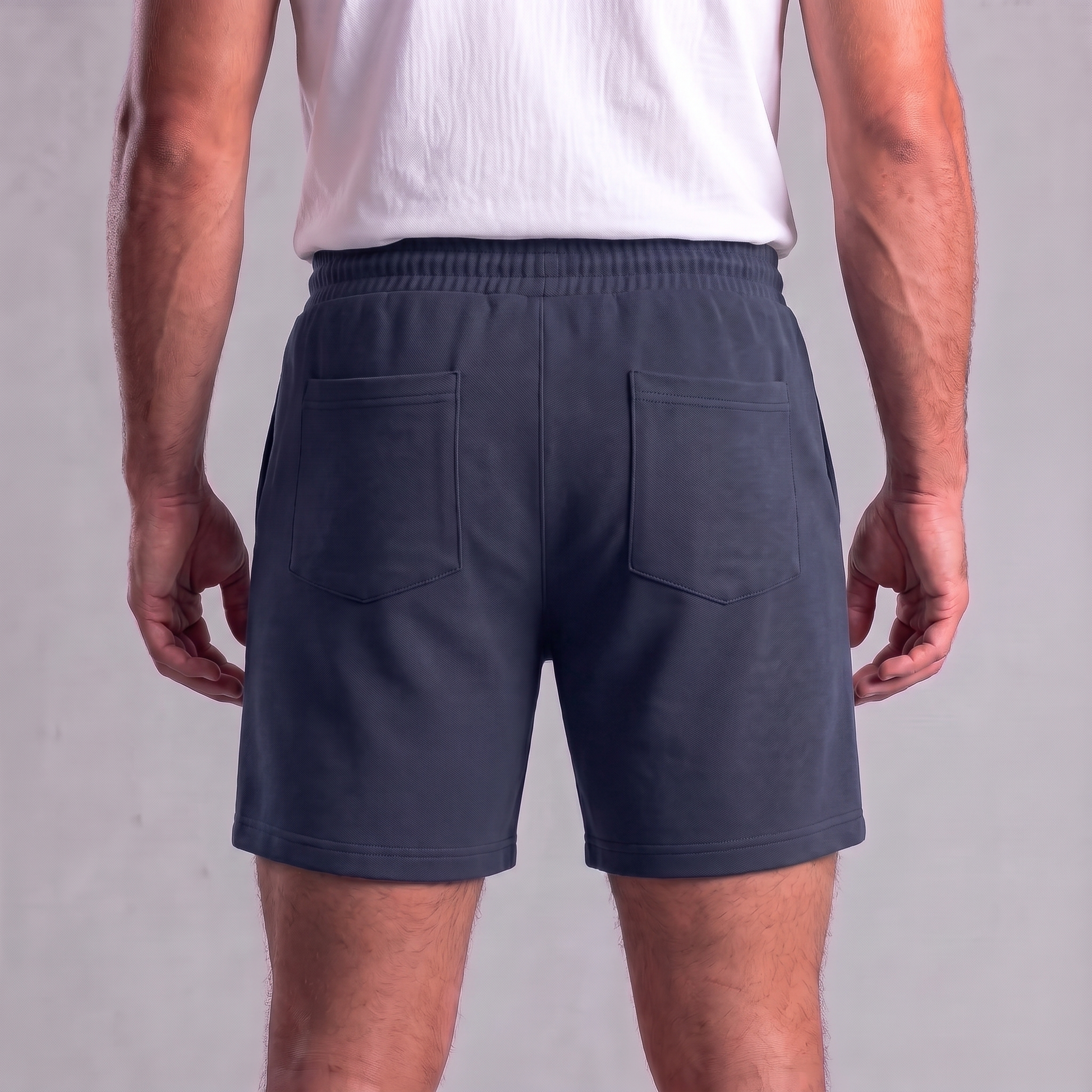Pantalones cortos de felpa para hombre con cordón y costuras detalladas-Shorts for men-Casaluzia