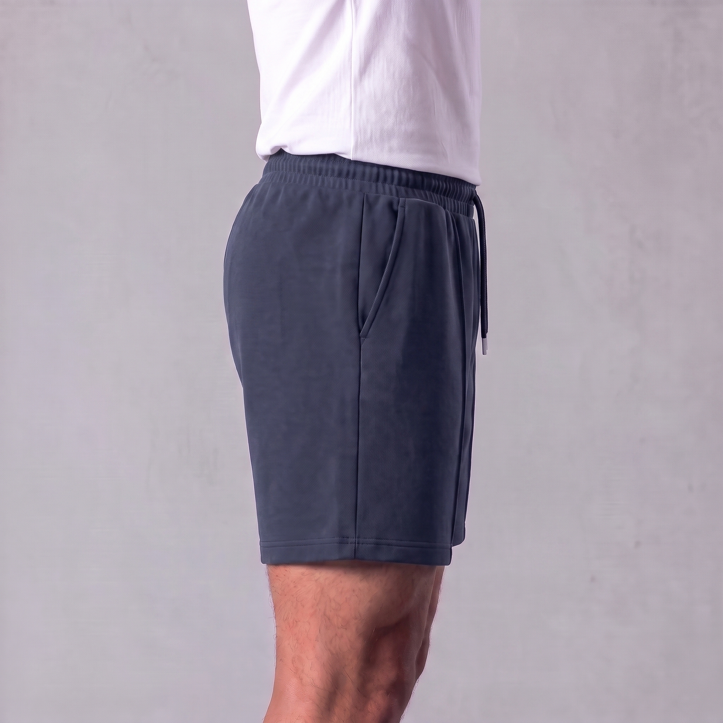 Pantalones cortos de felpa para hombre con cordón y costuras detalladas-Shorts for men-Casaluzia