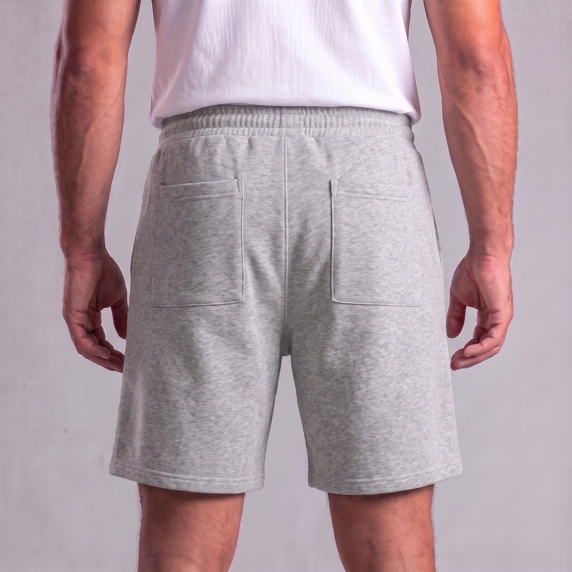 Pantalones cortos de felpa para hombre con cordón y costuras detalladas-Shorts for men-Casaluzia