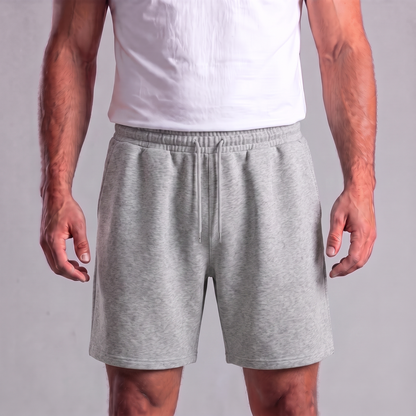 Pantalones cortos de felpa para hombre con cordón y costuras detalladas-Shorts for men-Casaluzia