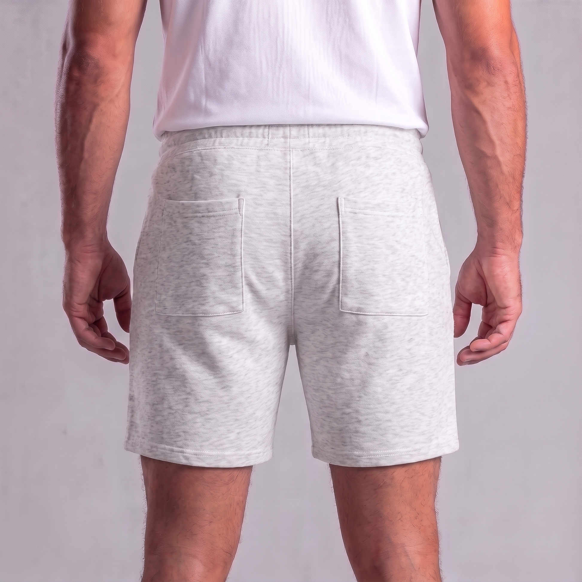 Pantalones cortos de felpa para hombre con cordón y costuras detalladas-Shorts for men-Casaluzia