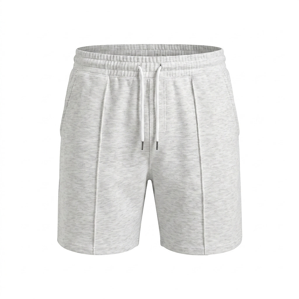 Pantalones cortos de felpa para hombre con cordón y costuras detalladas-Shorts for men-Casaluzia
