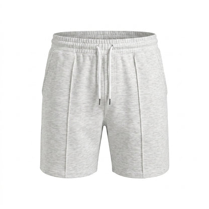 Pantalones cortos de felpa para hombre con cordón y costuras detalladas-Shorts for men-Casaluzia