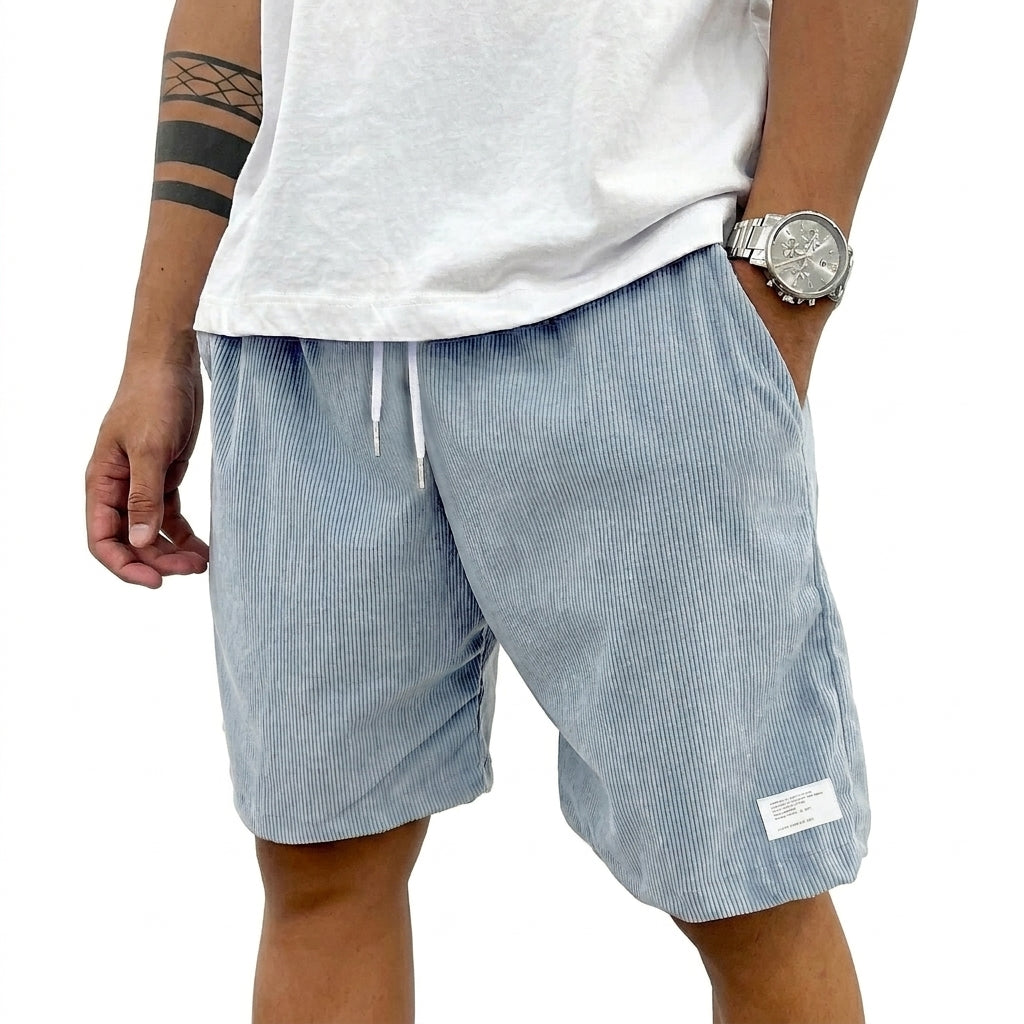 Pantalones cortos de hombre con cordón y etiqueta-Shorts for men-Casaluzia