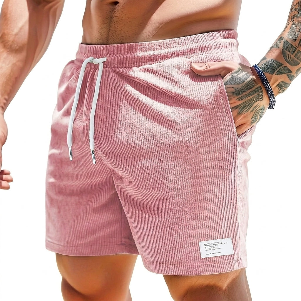 Pantalones cortos de hombre con cordón y etiqueta-Shorts for men-Casaluzia