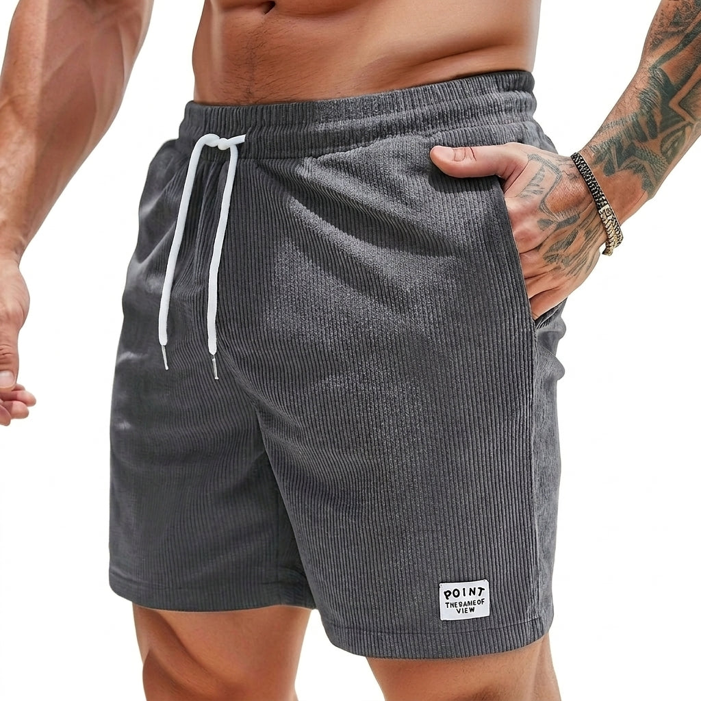 Pantalones cortos de hombre con cordón y etiqueta-Shorts for men-Casaluzia
