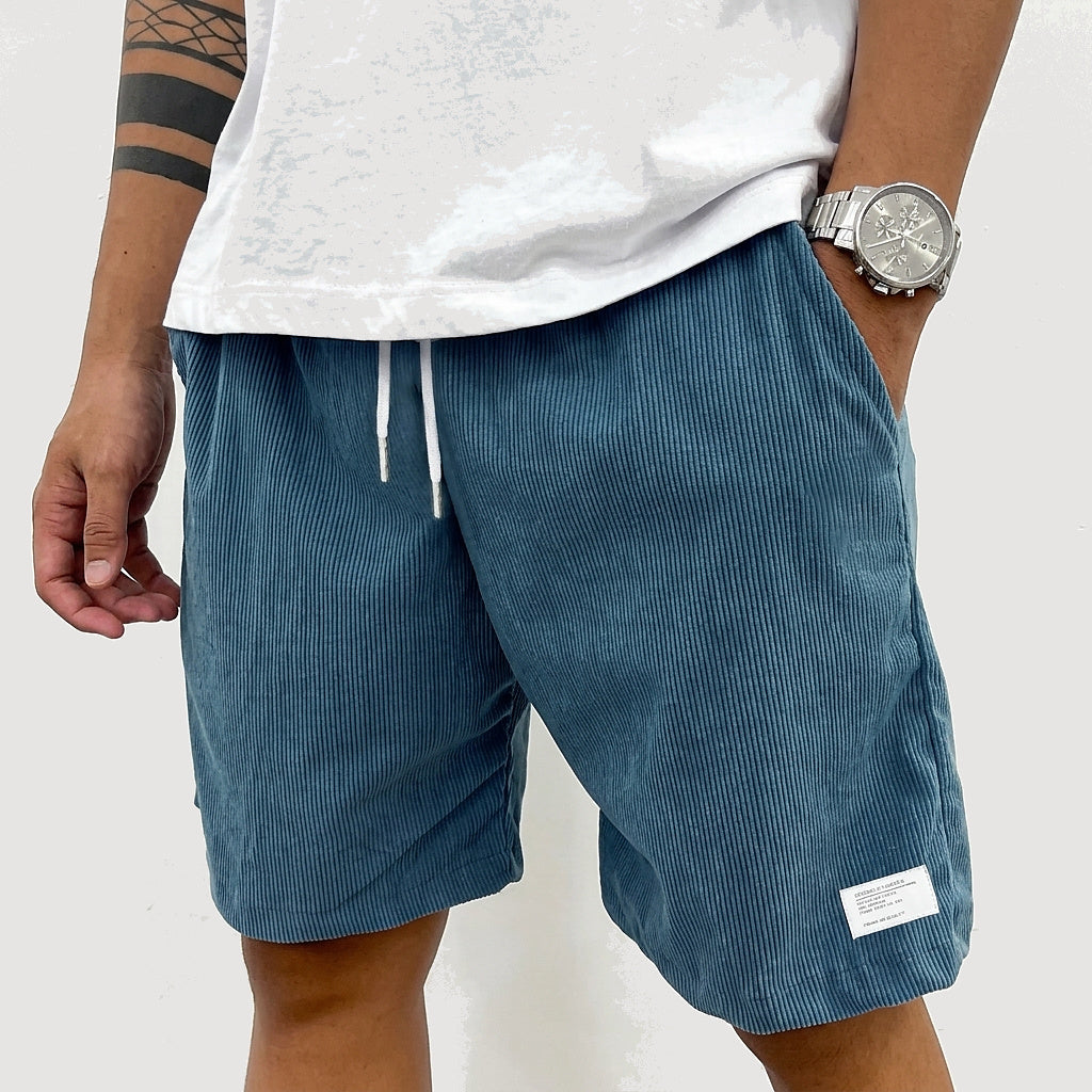 Pantalones cortos de hombre con cordón y etiqueta-Shorts for men-Casaluzia