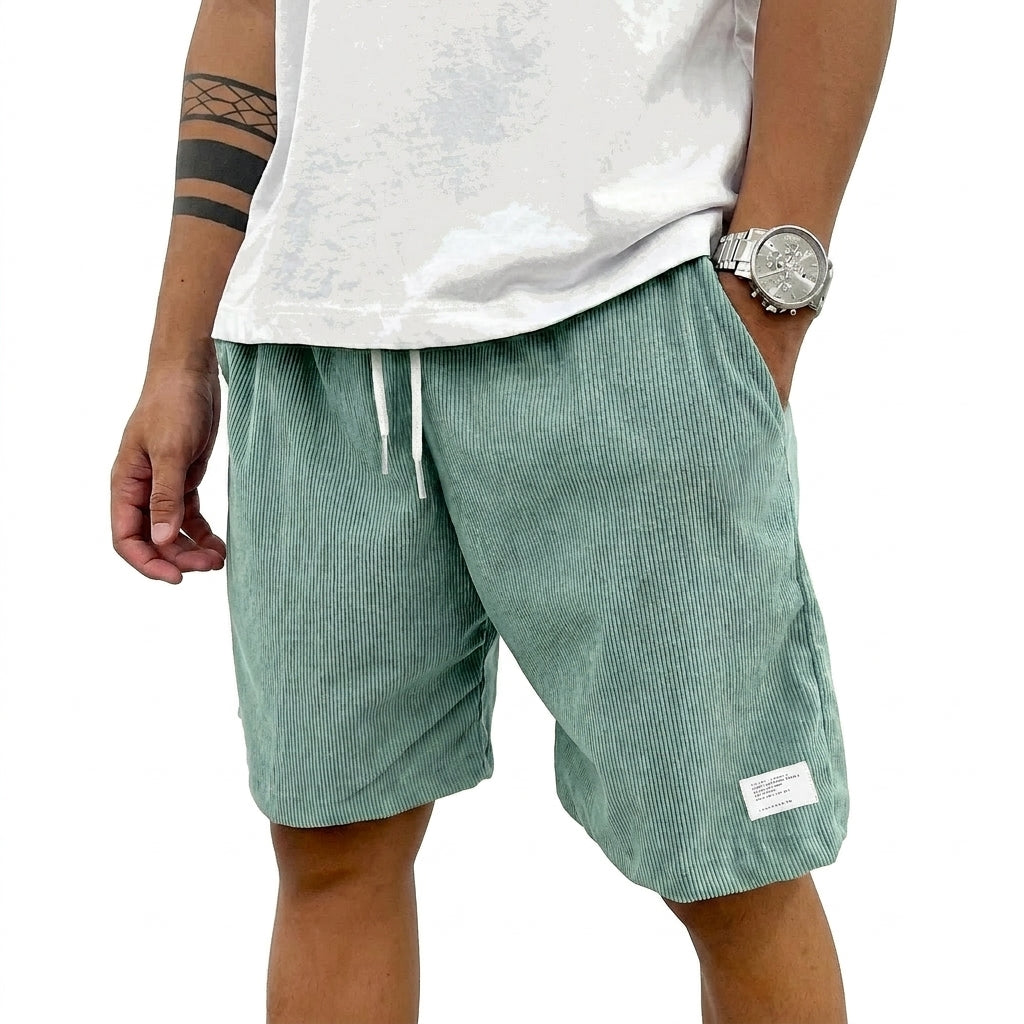 Pantalones cortos de hombre con cordón y etiqueta-Shorts for men-Casaluzia