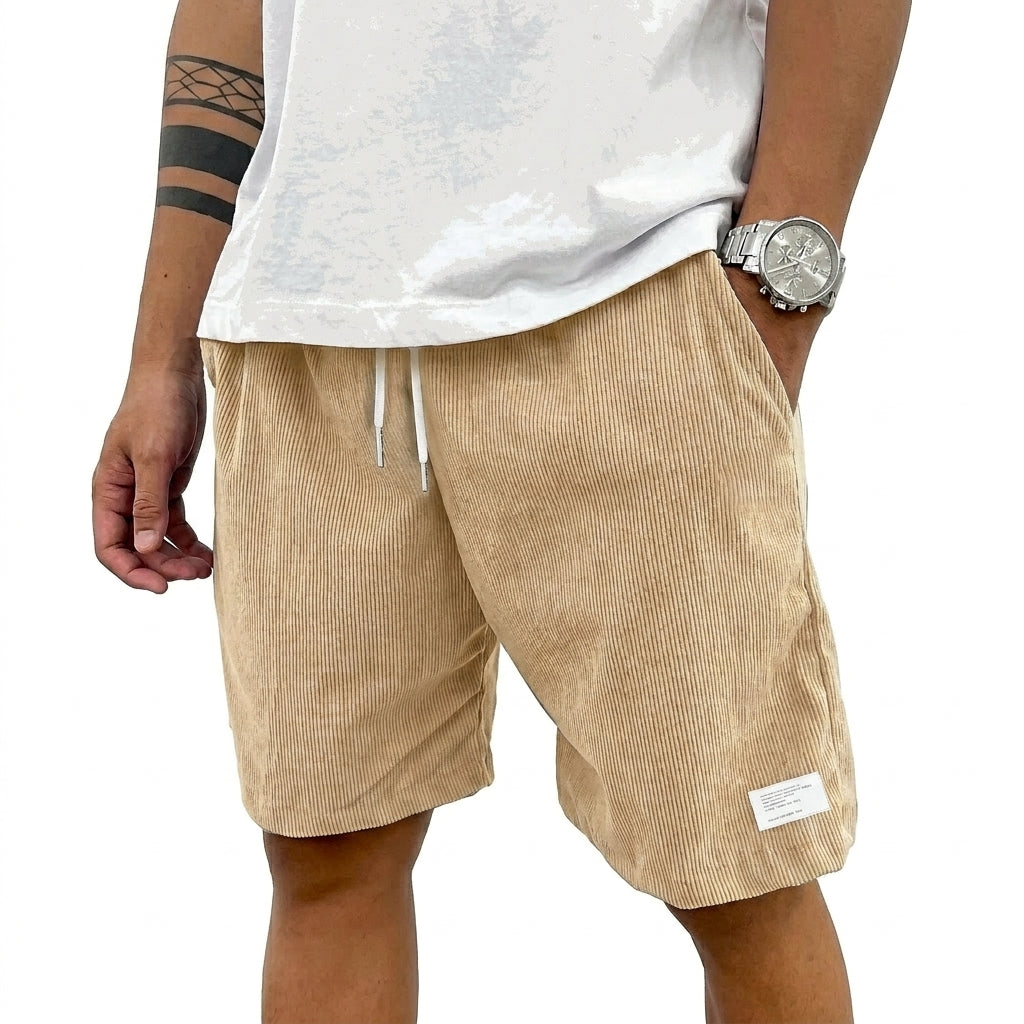 Pantalones cortos de hombre con cordón y etiqueta-Shorts for men-Casaluzia