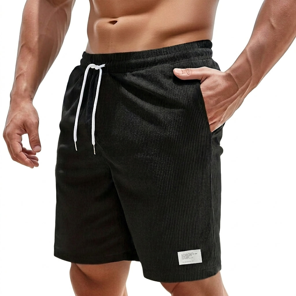 Pantalones cortos de hombre con cordón y etiqueta-Shorts for men-Casaluzia