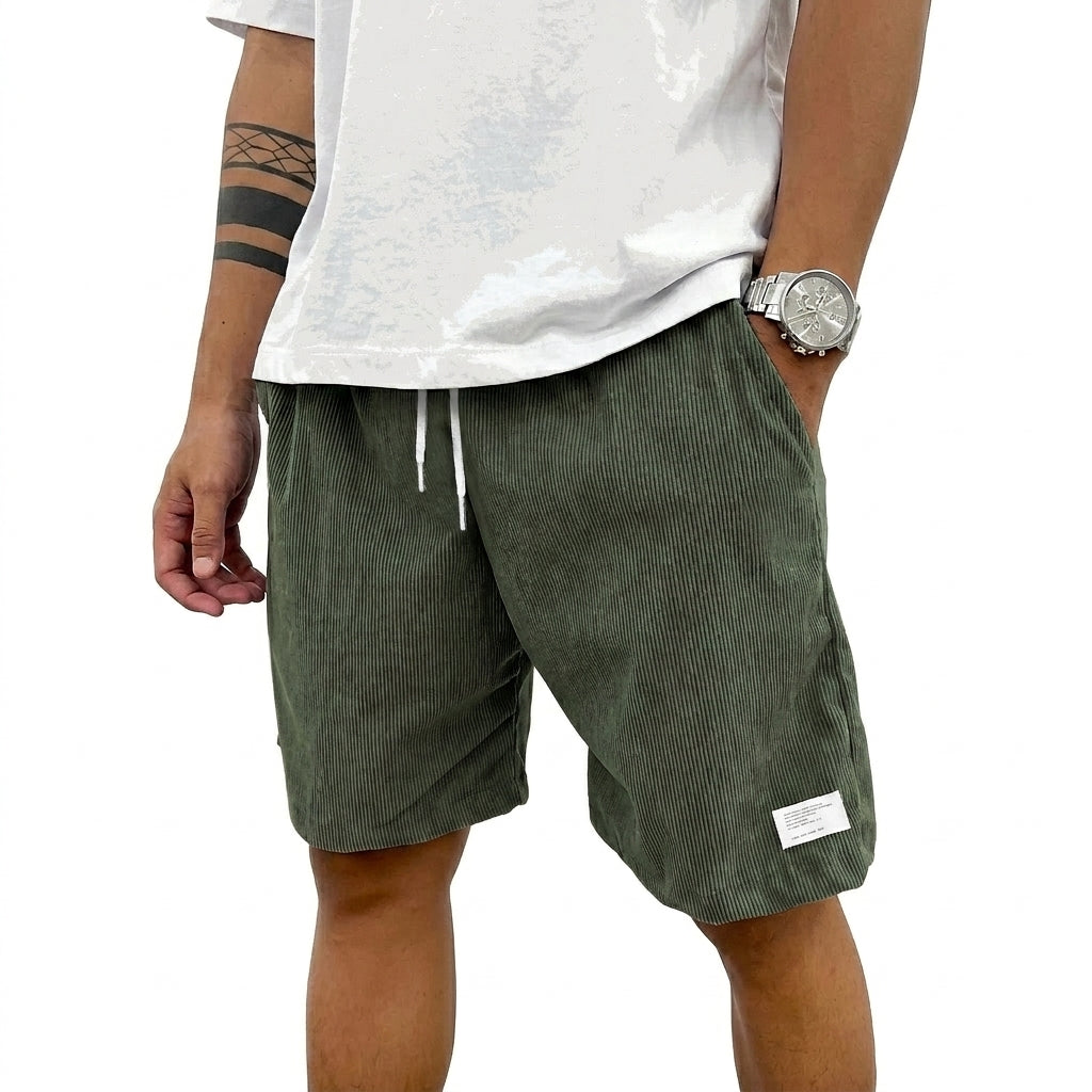 Pantalones cortos de hombre con cordón y etiqueta-Shorts for men-Casaluzia
