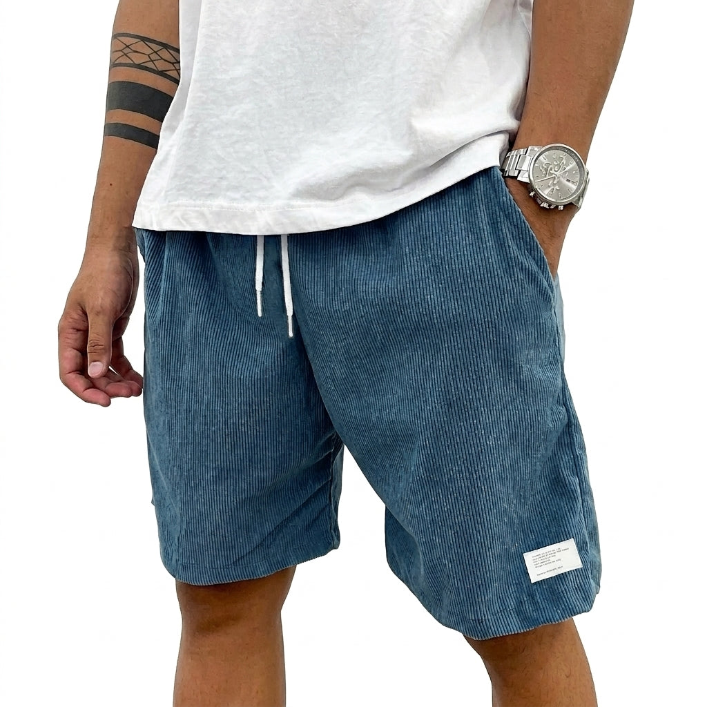 Pantalones cortos de hombre con cordón y etiqueta-Shorts for men-Casaluzia