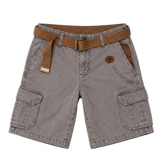 Pantalones cortos para hombre tipo cargo con cinturón y estampado gráfico-Shorts for men-Casaluzia
