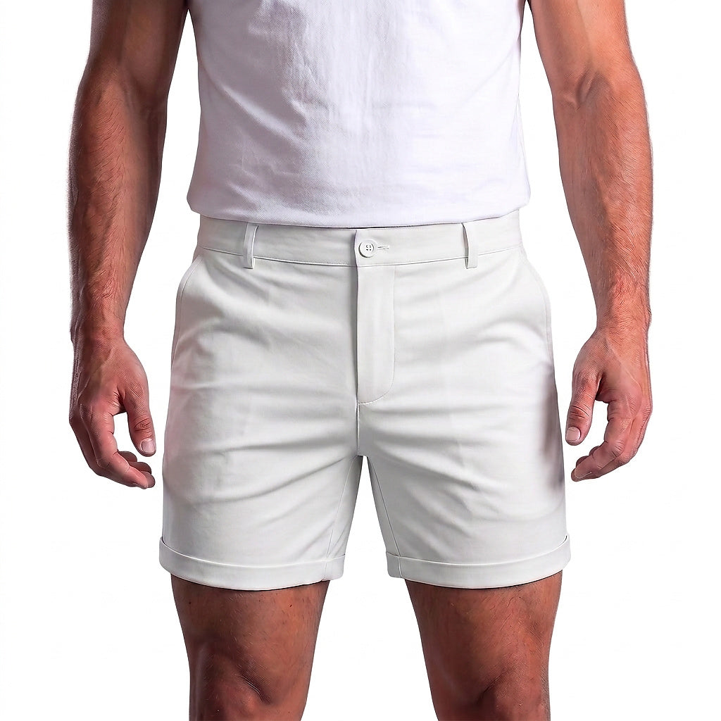 Pantalones cortos tipo chino para hombre con dobladillo-Shorts for men-Casaluzia