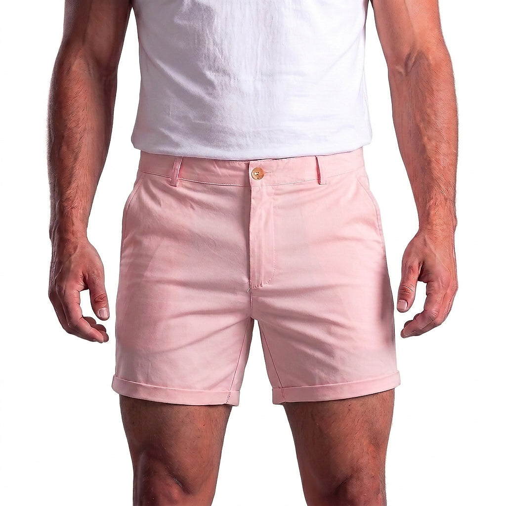 Pantalones cortos tipo chino para hombre con dobladillo-Shorts for men-Casaluzia