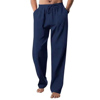 Pantalones de cáñamo de pierna recta con cordón para hombre-Pants for Men-Casaluzia
