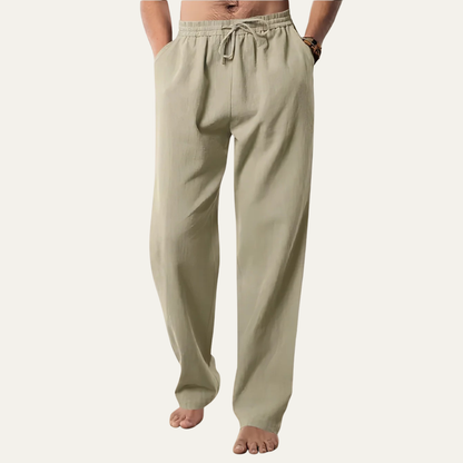 Pantalones de cáñamo de pierna recta con cordón para hombre-Pants for Men-Casaluzia