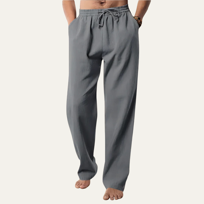 Pantalones de cáñamo de pierna recta con cordón para hombre-Pants for Men-Casaluzia