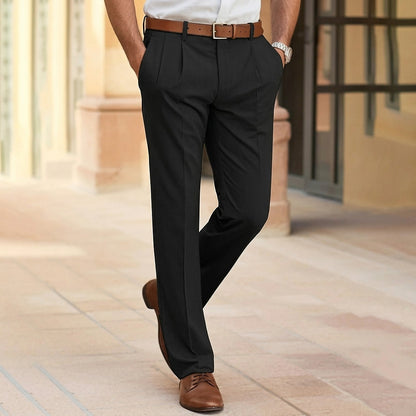 Pantalones de corte recto con pinzas para hombre-Pants for Men-Casaluzia
