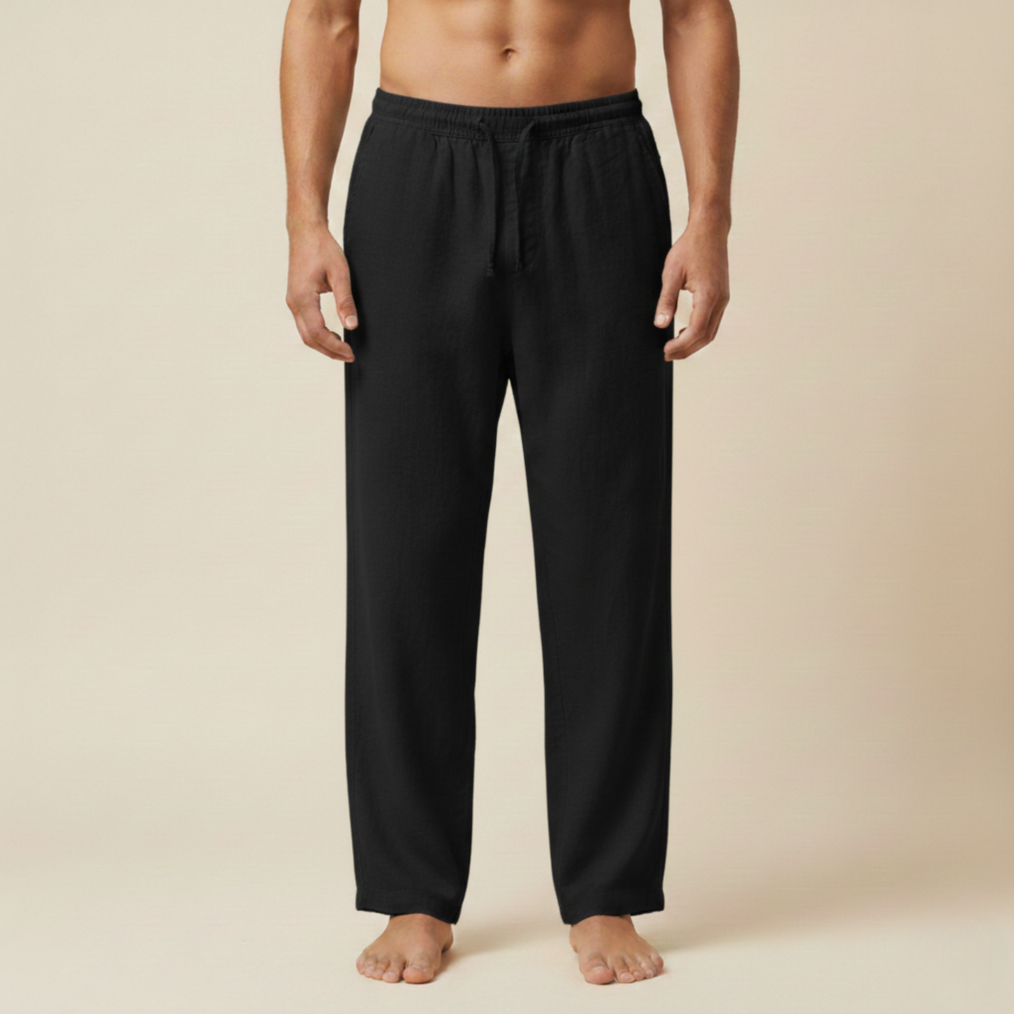 Pantalones de hombre de pierna recta con cintura con cordón-Pants for men-Casaluzia