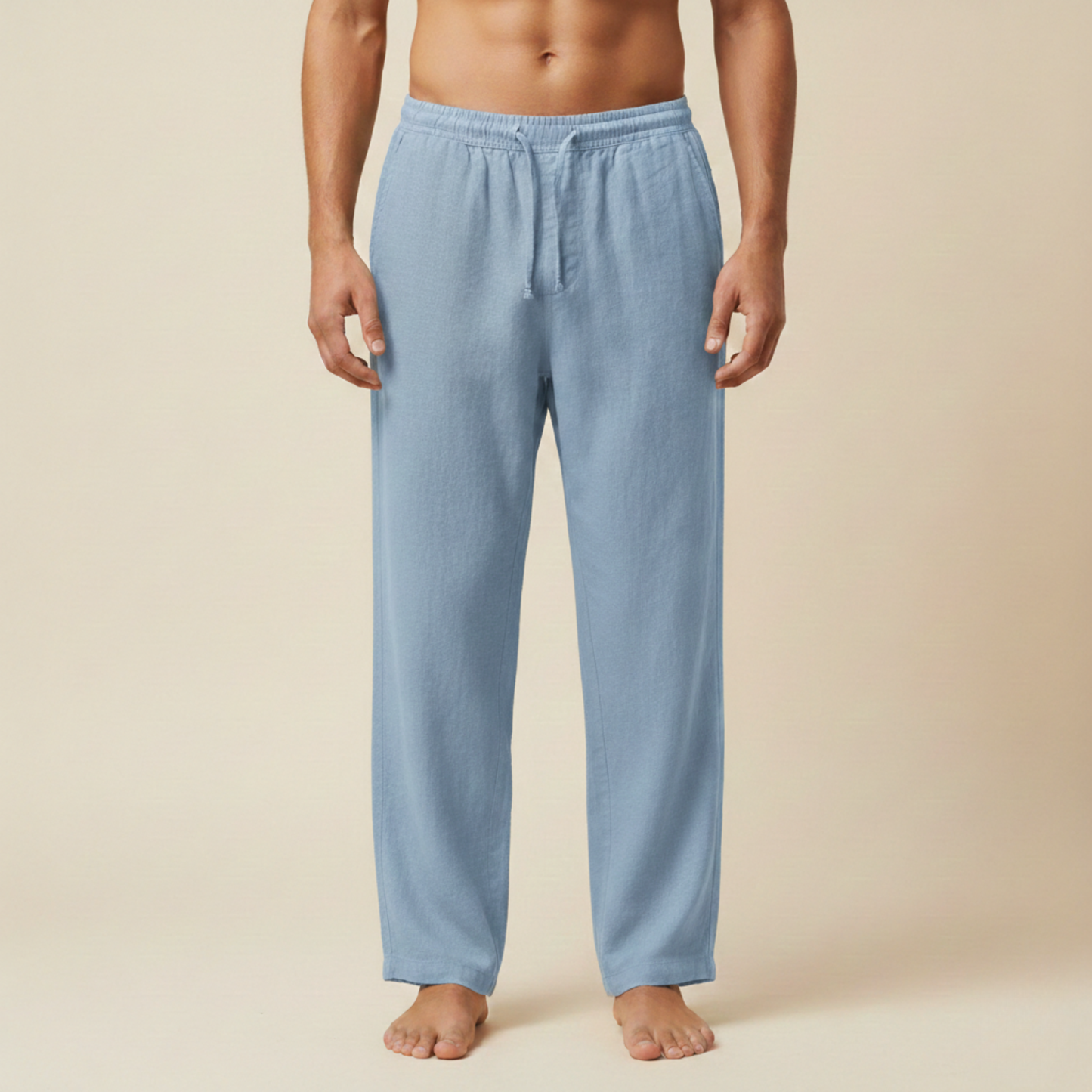Pantalones de hombre de pierna recta con cintura con cordón-Pants for men-Casaluzia