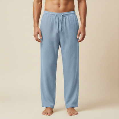 Pantalones de hombre de pierna recta con cintura con cordón-Pants for men-Casaluzia