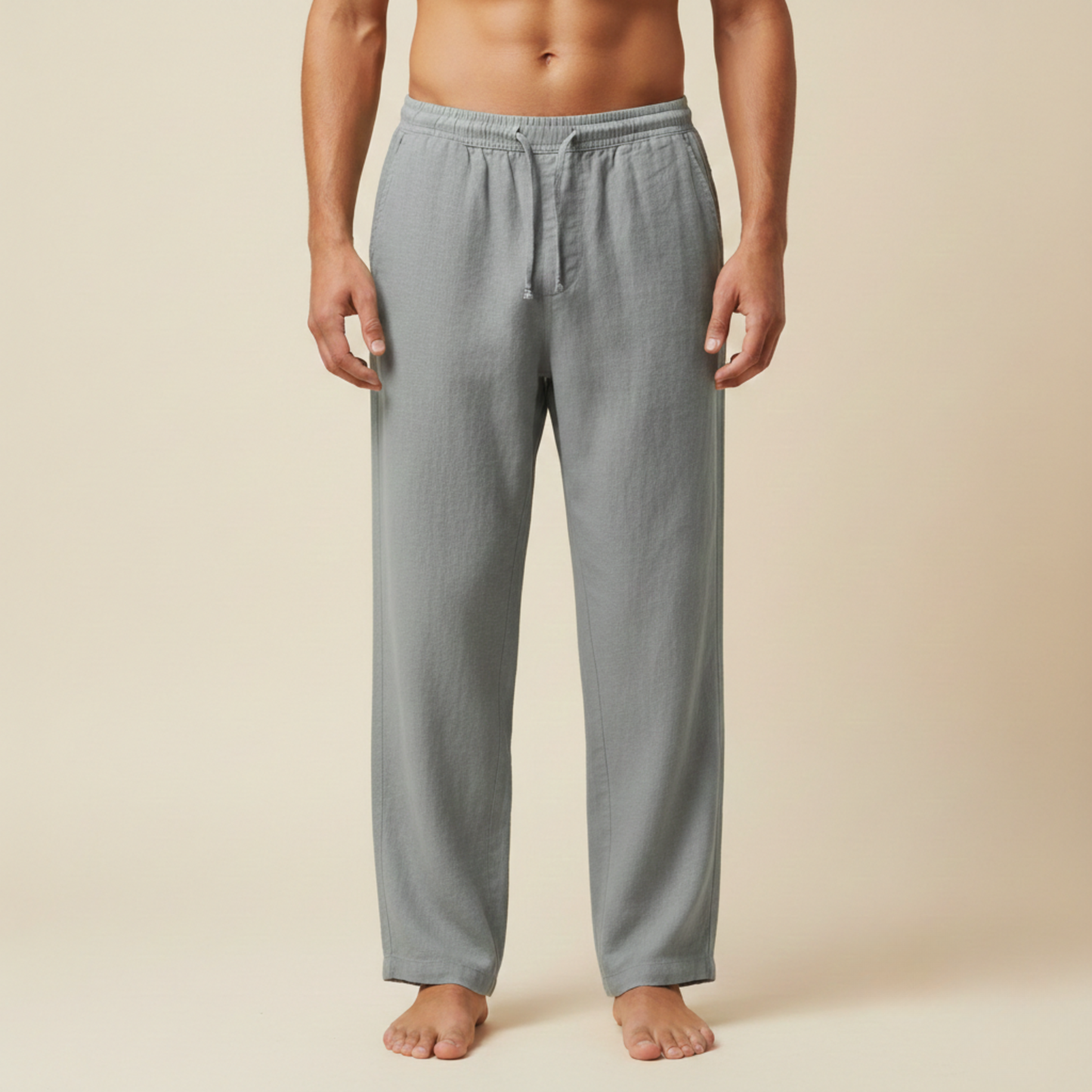 Pantalones de hombre de pierna recta con cintura con cordón-Pants for men-Casaluzia