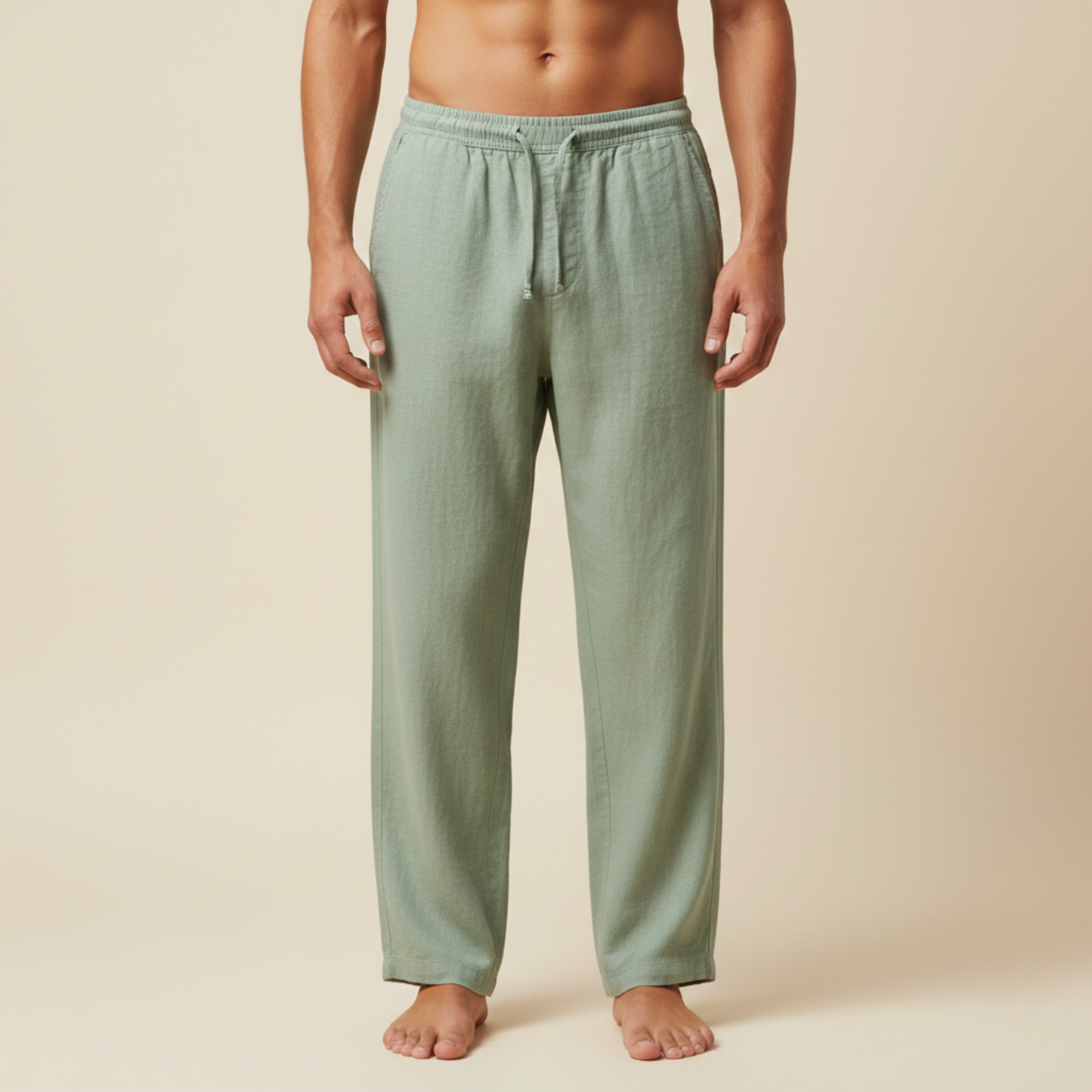 Pantalones de hombre de pierna recta con cintura con cordón-Pants for men-Casaluzia