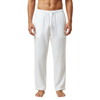 Pantalones de hombre de pierna recta con cintura con cordón-Pants for men-Casaluzia
