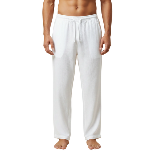 Pantalones de hombre de pierna recta con cintura con cordón-Pants for men-Casaluzia
