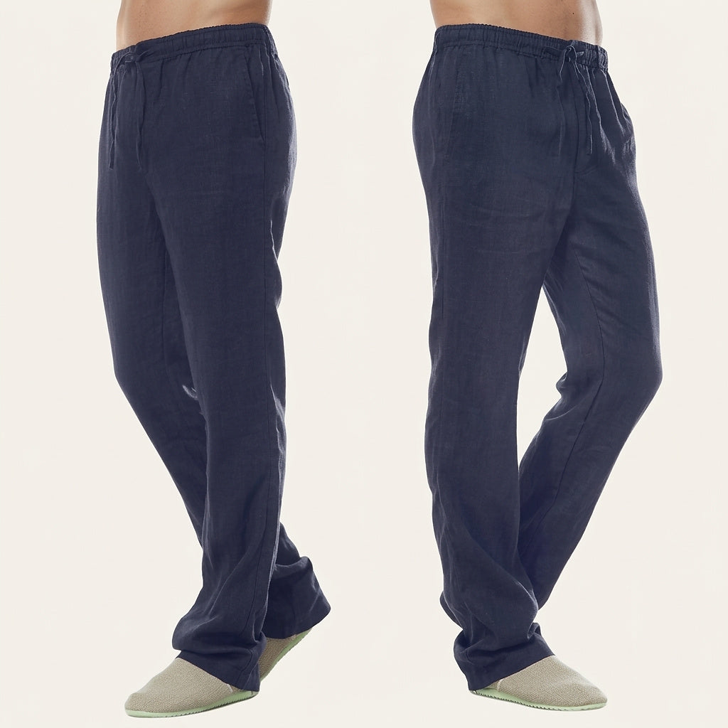 Pantalones de lino de corte recto para hombre-Pants for Men-Casaluzia