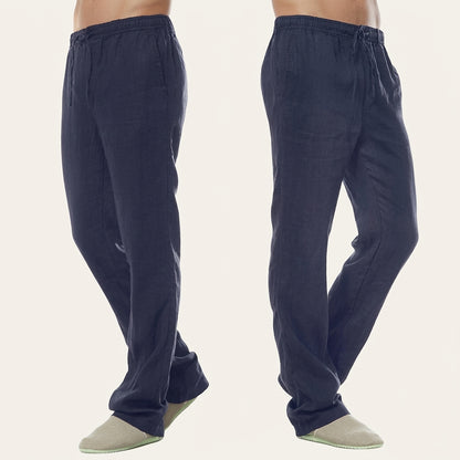 Pantalones de lino de corte recto para hombre-Pants for Men-Casaluzia