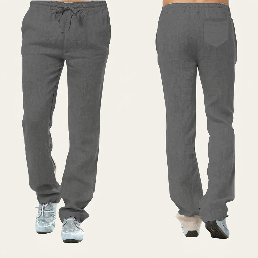 Pantalones de lino de corte recto para hombre-Pants for Men-Casaluzia