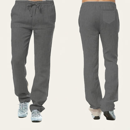 Pantalones de lino de corte recto para hombre-Pants for Men-Casaluzia