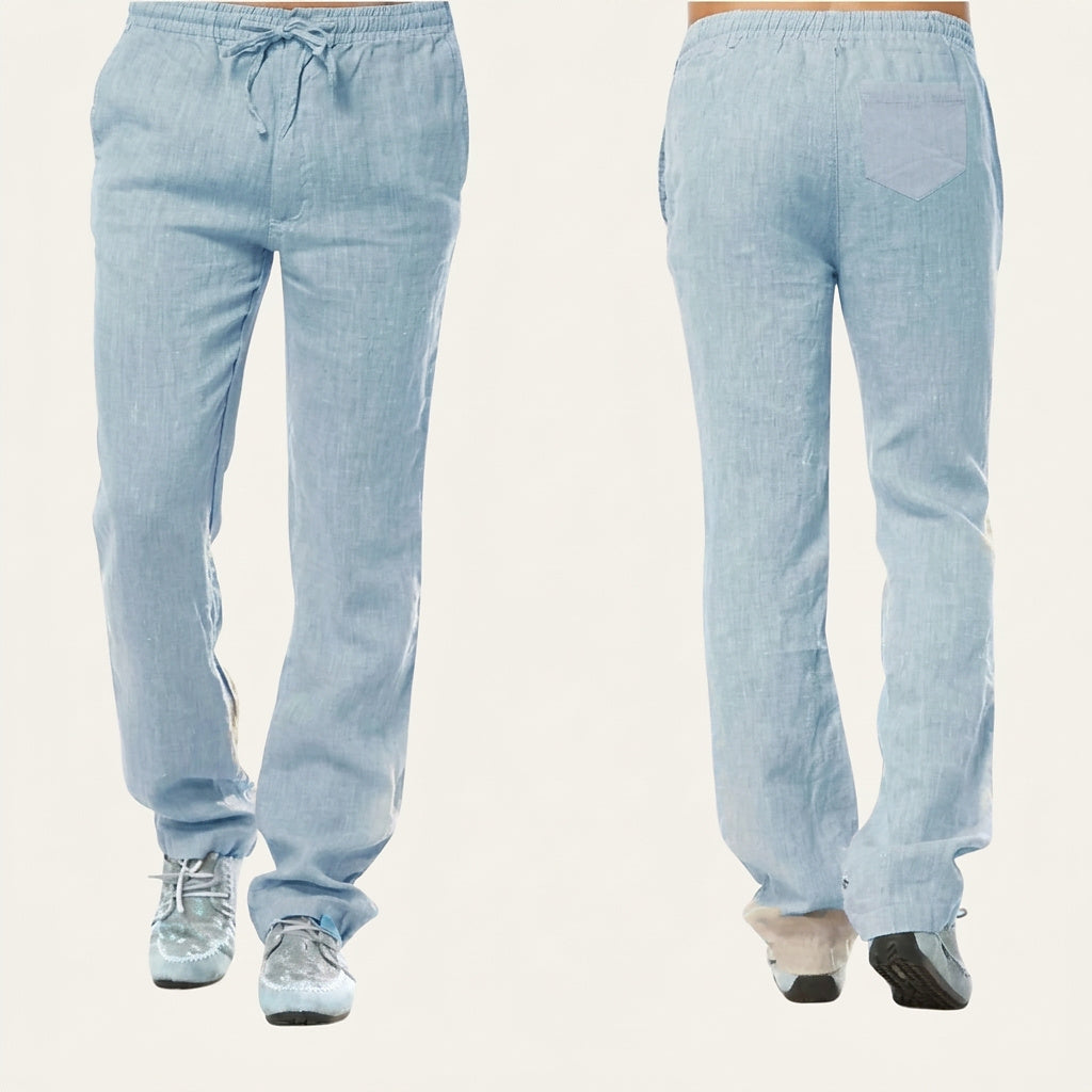 Pantalones de lino de corte recto para hombre-Pants for Men-Casaluzia